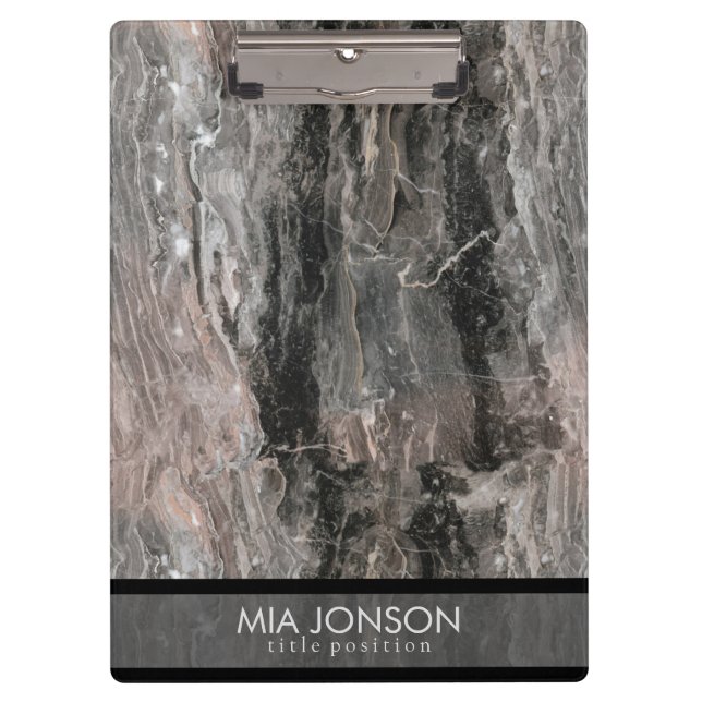 Spotted Grey Tones Marble Stone Texture Clipboard (Front)