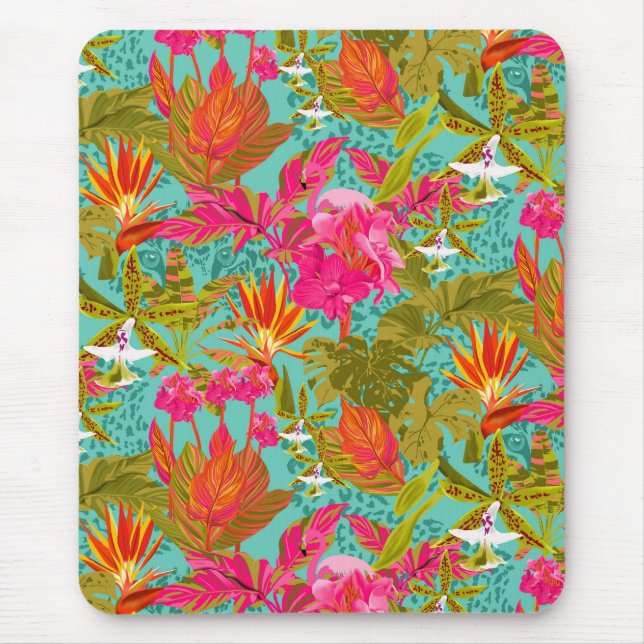 Spotted Hothouse Tropical Floral mouse pad (Front)