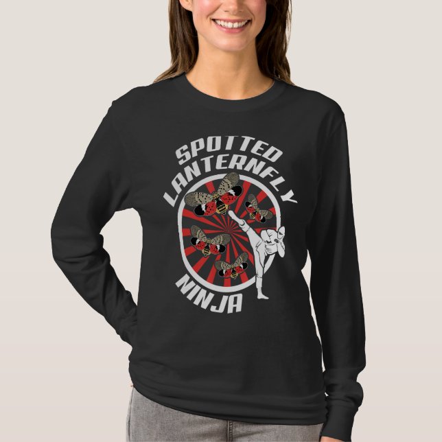 Spotted Lanternfly Ninja Warrior Insects Design T-Shirt (Front)