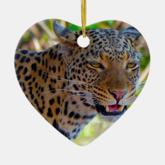 Spotted Leopard Ceramic Tree Decoration (Front)