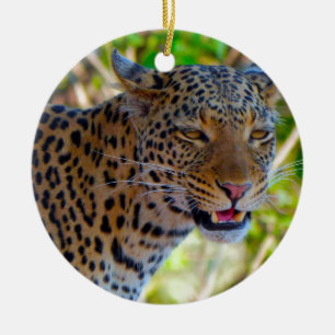 Spotted Leopard Ceramic Tree Decoration