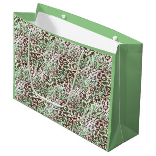 Spotted, leopard, tropical, palm, leaves, brown, l large gift bag