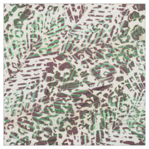 Spotted, leopard, tropical palm leaves fabric