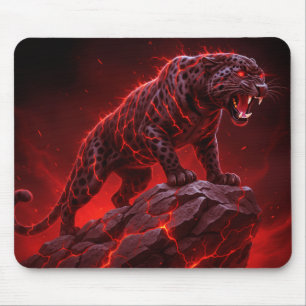 Spotted Leopard With Red Electrical Charges Mouse Pad