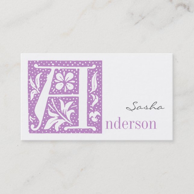Spotted Letter A Monogrammed Business Cards (Front)