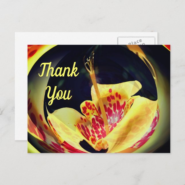 Spotted Lily Abstract Floral Thank You Postcard (Front/Back)