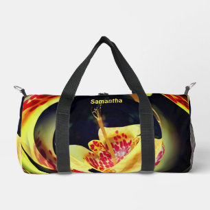 Spotted Lily Floral Abstract Art Personalised Duffle Bag