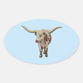 Spotted Longhorn Cow Oval Sticker