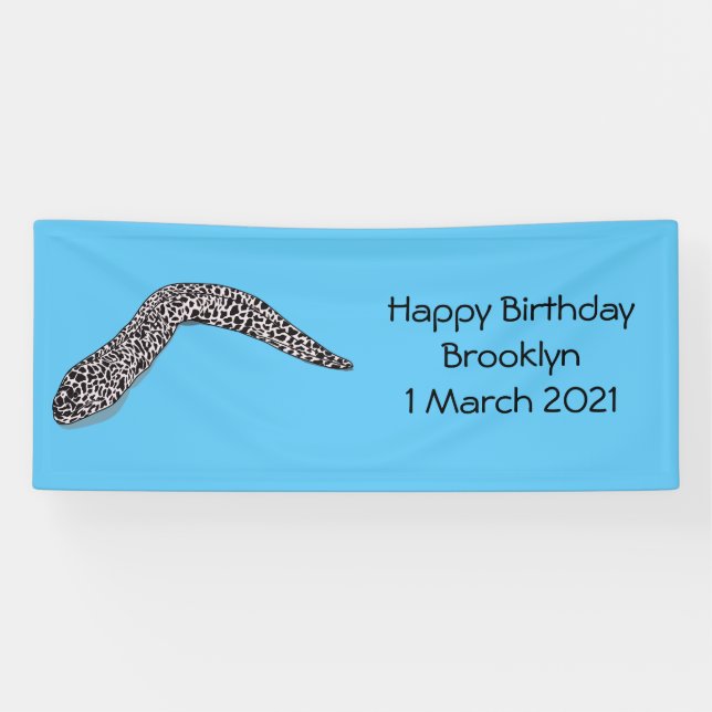 Spotted moray eel cartoon illustration banner (Horizontal)