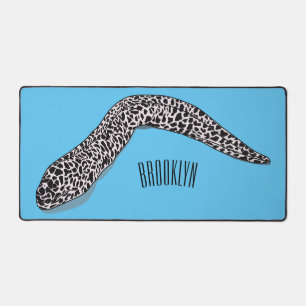 Spotted moray eel cartoon illustration desk mat