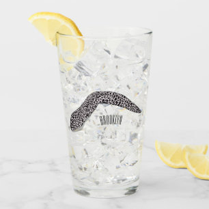 Spotted moray eel cartoon illustration glass