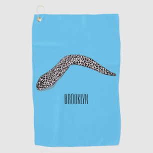 Spotted moray eel cartoon illustration golf towel