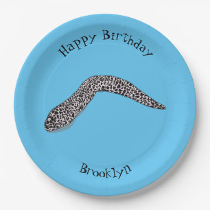 Spotted moray eel cartoon illustration paper plate