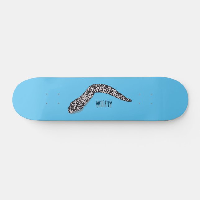 Spotted moray eel cartoon illustration skateboard (Horz)