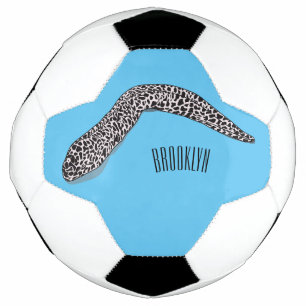 Spotted moray eel cartoon illustration soccer ball