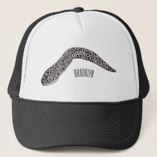 Spotted moray eel cartoon illustration trucker hat