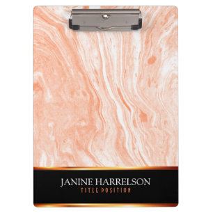 Spotted Orange And White Marble Stone Clipboard