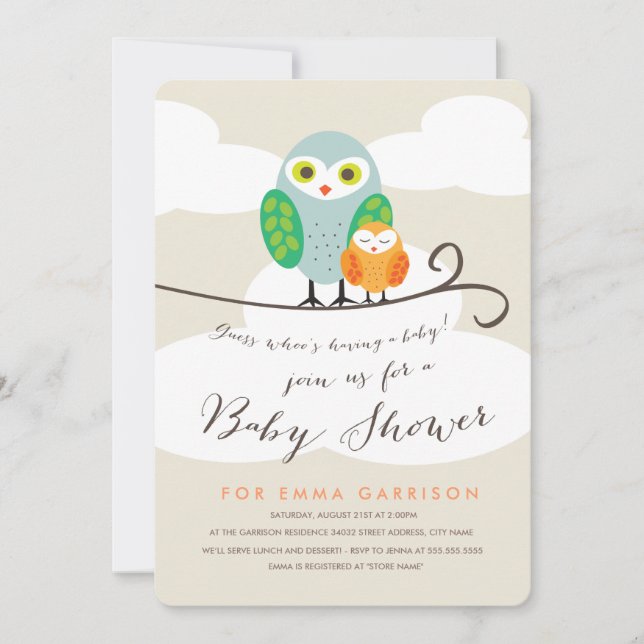 Spotted Owls Baby Shower Invitation (Front)