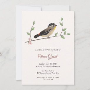 Spotted Pardalote Bird Bridal Shower Invitation