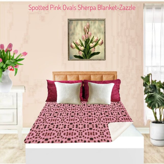 Spotted Pink Ovals Sherpa Blanket (Creator Uploaded)