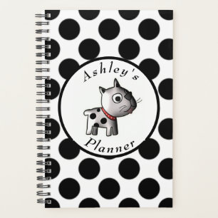 "Spotted Puppy Dog" Personalised Black & White Planner