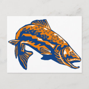 spotted speckled trout fish postcard
