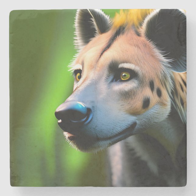Spotted Stalking Hyena Watching His Prey, Stone Coaster (Front)