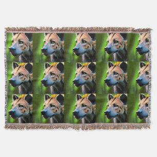 Spotted Stalking Hyena Watching His Prey, Throw Blanket