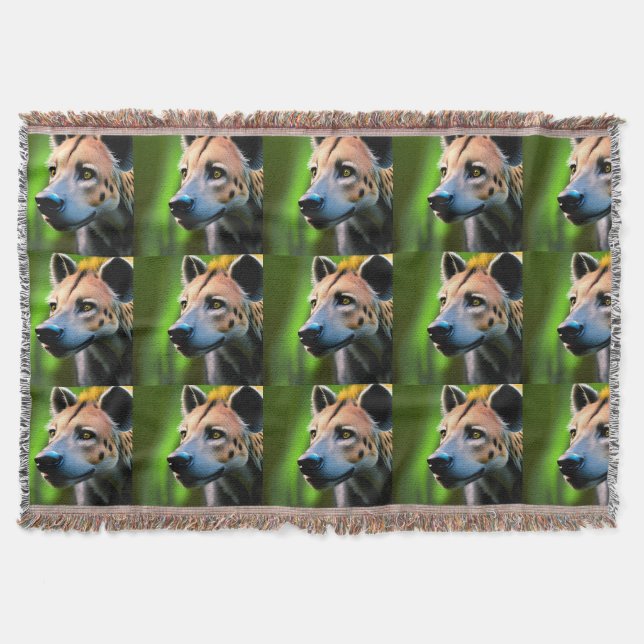 Spotted Stalking Hyena Watching His Prey, Throw Blanket (Front)