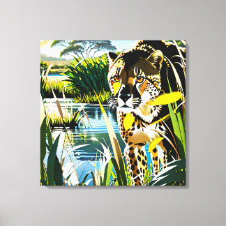 Spotted Streak: Cheetah on the Hunt Canvas Print
