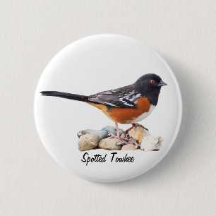 SPOTTED TOWHEE 6 CM ROUND BADGE