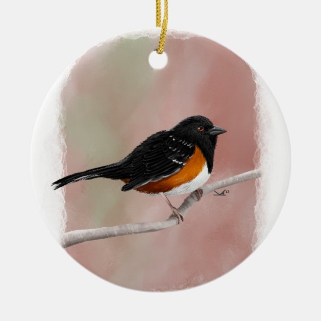 Spotted Towhee Ornament  (Front)