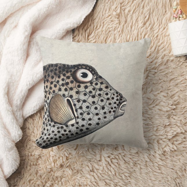 Spotted Trunk Fish Antique Engraving Cushion (Blanket)