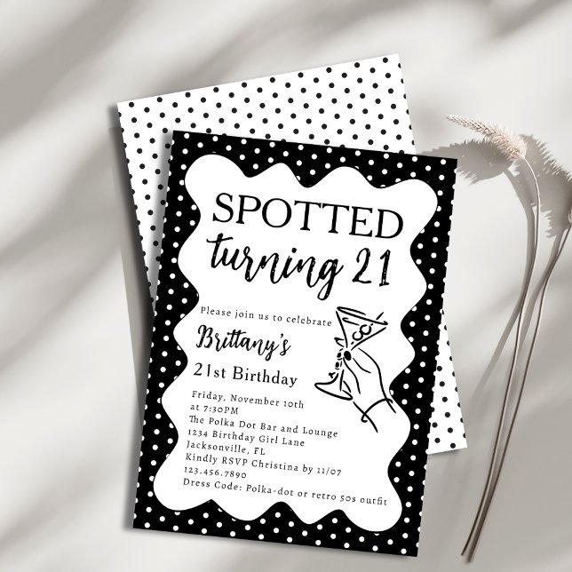 Spotted Turning 21 Polka Dot 21st Birthday Party Invitation (Creator Uploaded)