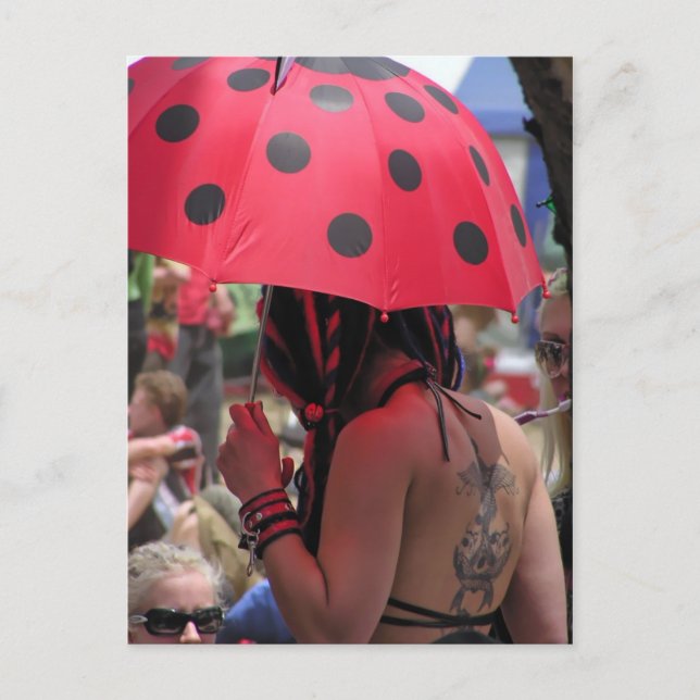 Spotted Umbrella Tattoo Girl Postcard (Front)