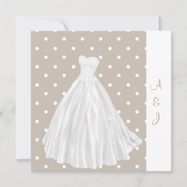 SPOTTED WHITE GOWN WEDDING INVITATION (Front)