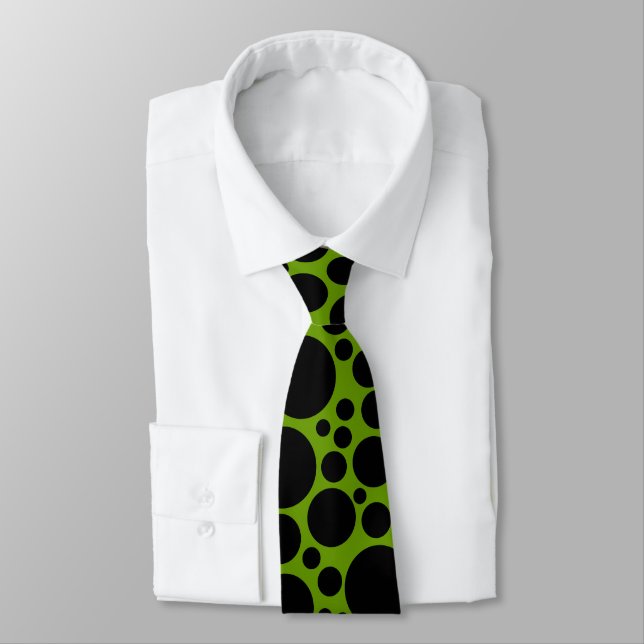 Spotty - Black on Green Tie (Tied)