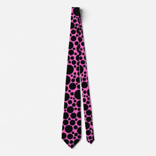 Spotty - Black on Pink (FF66CC) Tie
