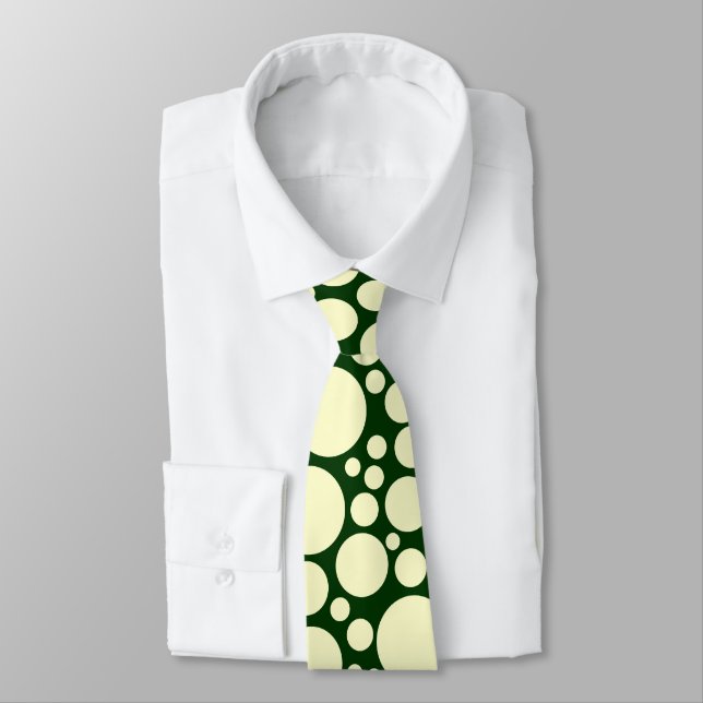 Spotty - Cream on Dark Green (003300) Tie (Tied)