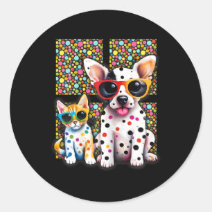 Spotty Cute Baby Dot Day Cat Lover  Classic Round Sticker