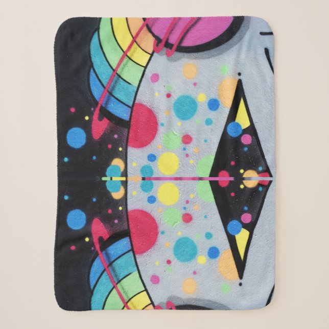 spotty graffiti sherpa blanket (Front)