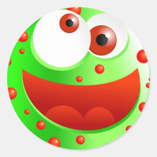 Spotty Green Smilie Classic Round Sticker
