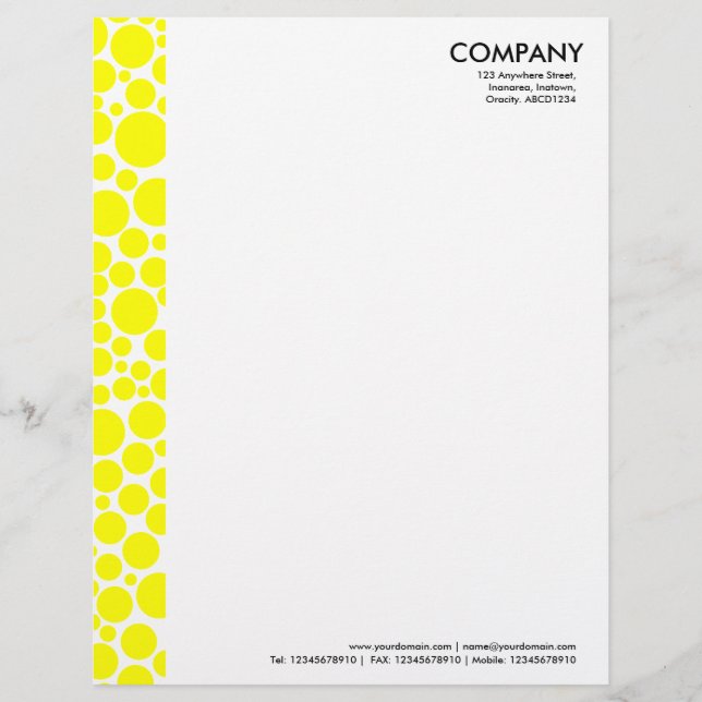 Spotty Margin - Yellow Personalised Letterhead (Front)