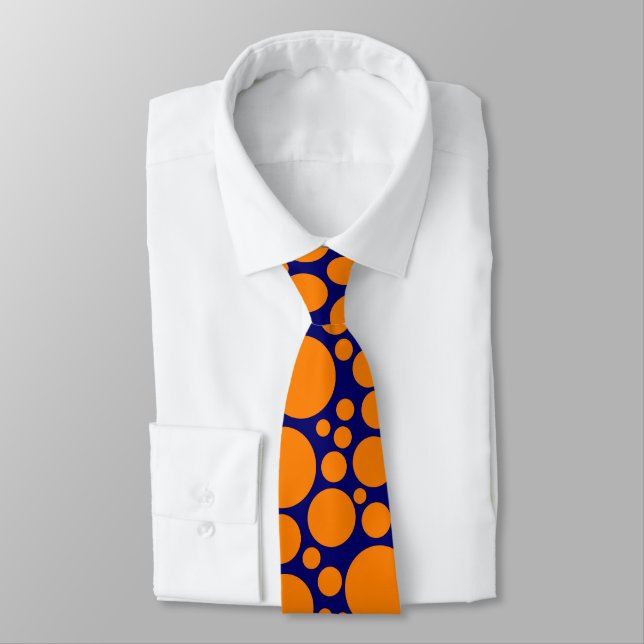 Spotty - Orange on Dark Blue (000066) Tie (Tied)