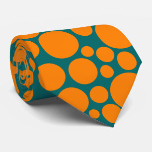 Spotty - Orange on Dark Teal (006666) Tie