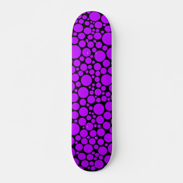 Spotty - Purple on Black Skateboard (Front)