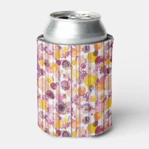 Spotty Striped White Pattern Can Cooler