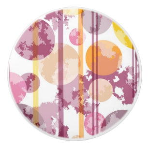 Spotty Striped White Pattern Ceramic Knob