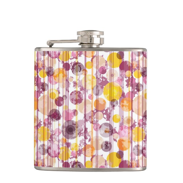 Spotty Striped White Pattern Hip Flask (Front)