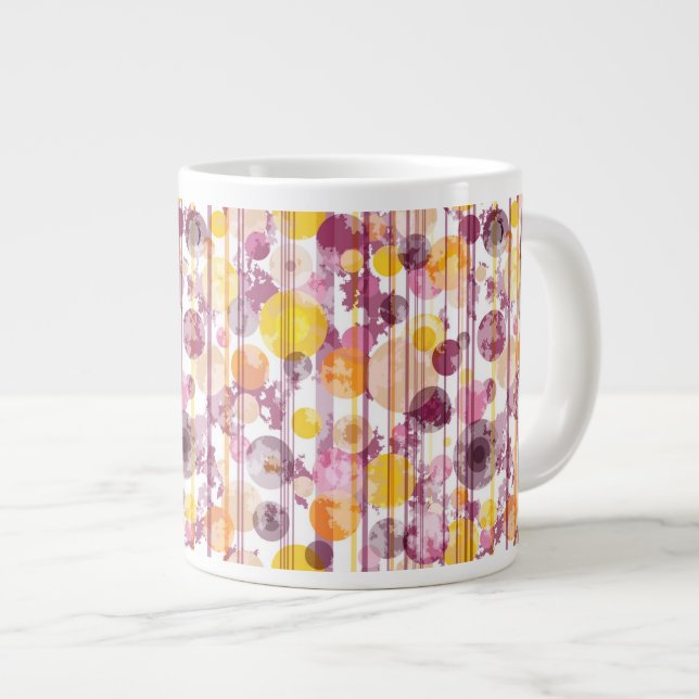 Spotty Striped White Pattern Large Coffee Mug (Front Right)